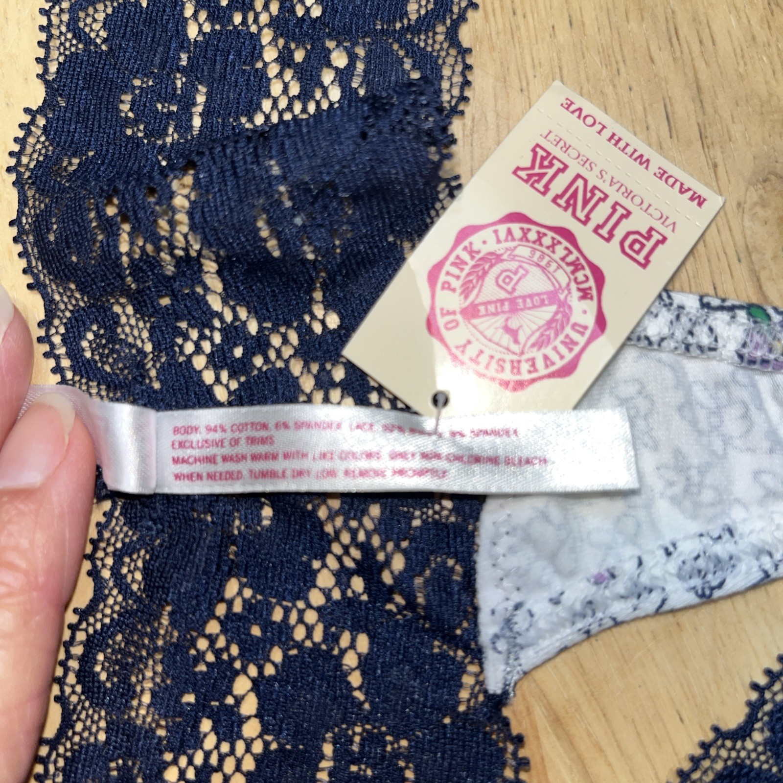 True Vintage Victoria’s Secret PINK Extra Low Rise Lace Waist Cotton Thong Panty