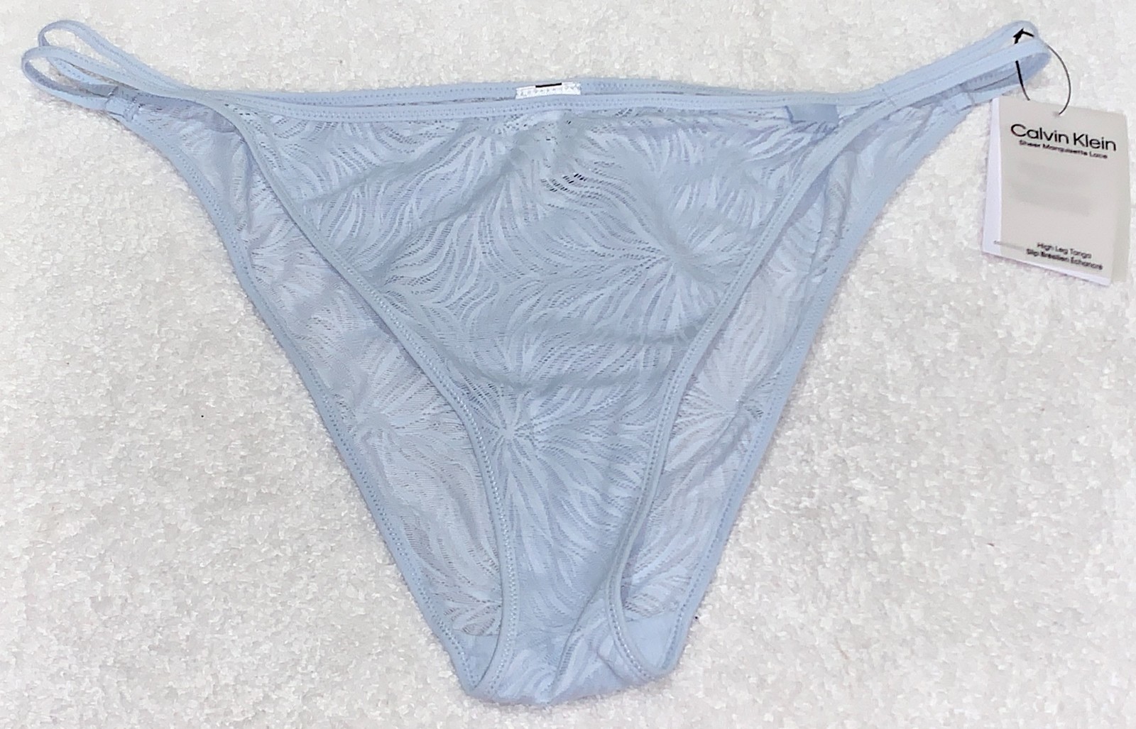 CALVIN KLEIN Sheer Marquisette Strappy Tanga Brazilian Blue Panty Sz XS S L XL
