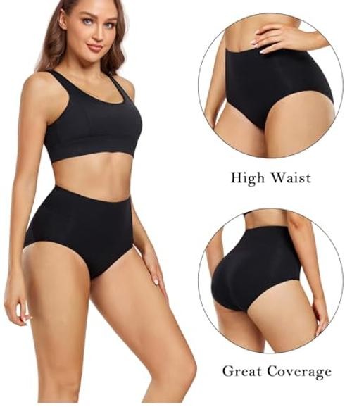 Women’s Cotton Underwear High 5X-Large Black/Deep Red/Teal/Beige – Set 16