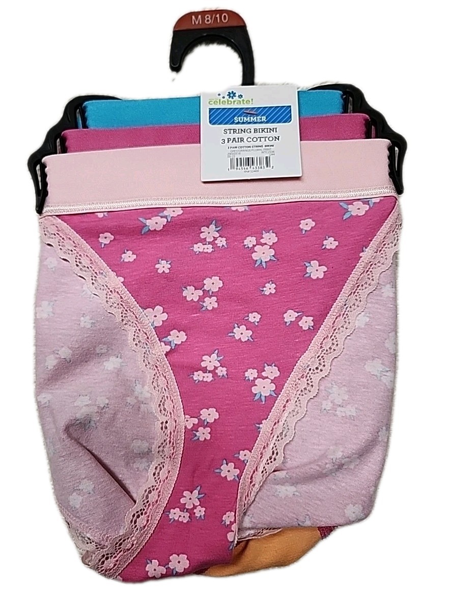 NWT Way To Celebrate Women’s 3-Pair Cotton Bikini Panties Medium Multicolor