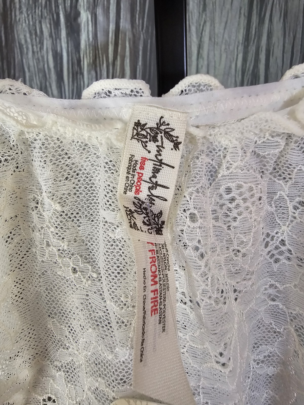 Free People Intimately Ivory Lace Thong Panty XLarge