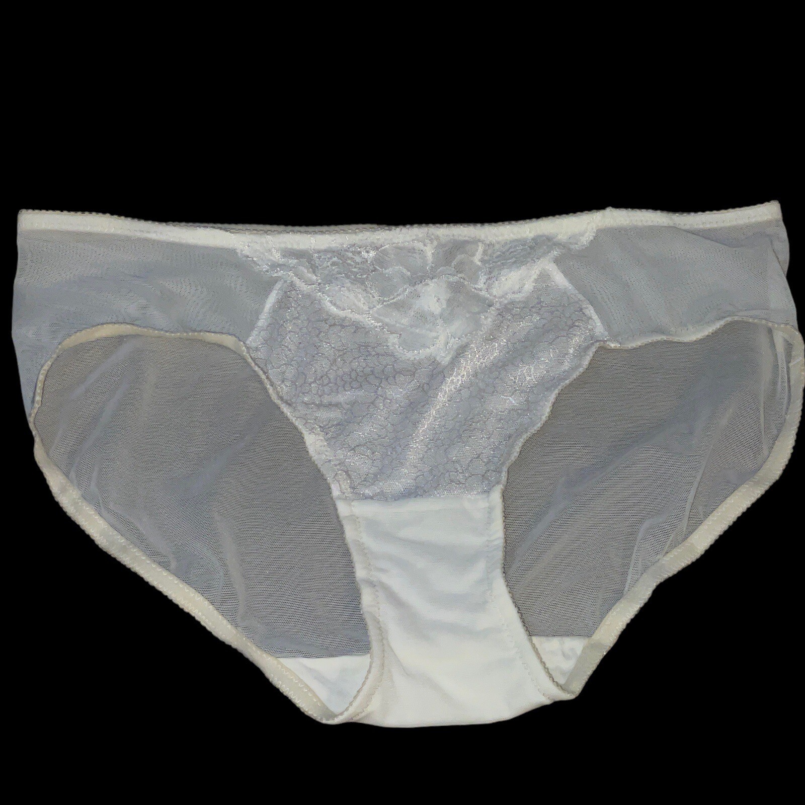 NWOT LUNAIRE WHITE Sheer Lace Embellished Bikini Panties Sz 6