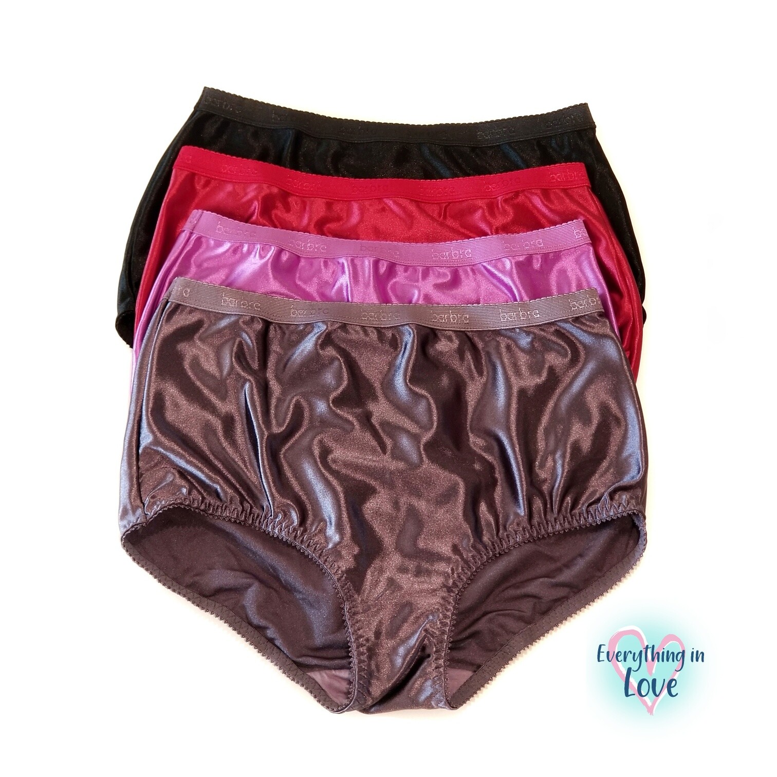 4 Packs PLUS Women High Waist Full Coverage Shiny Smooth Silky Satin Brief Panty