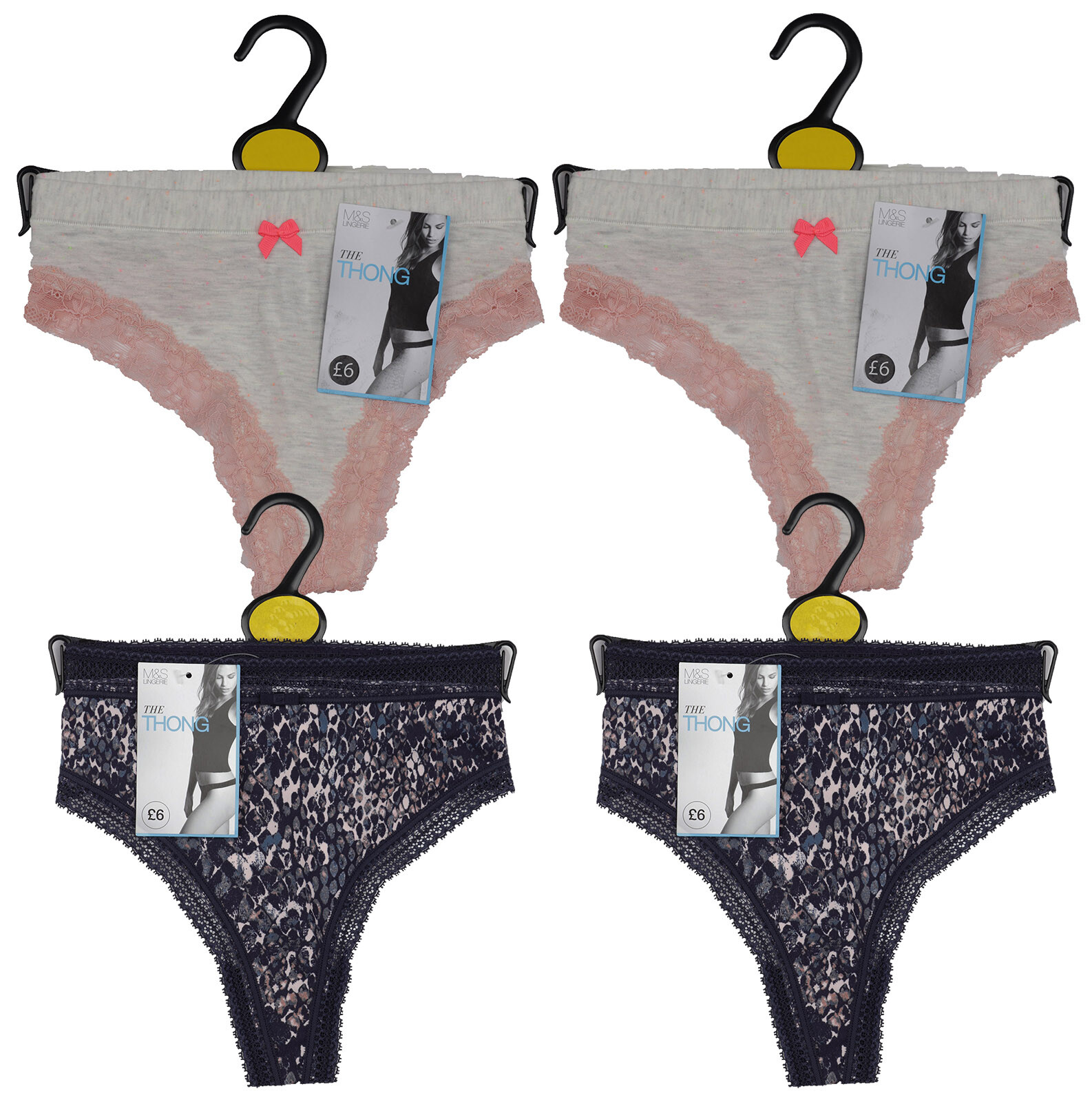 M&S Multicoloured Thongs Womens Size 16 x4 zz