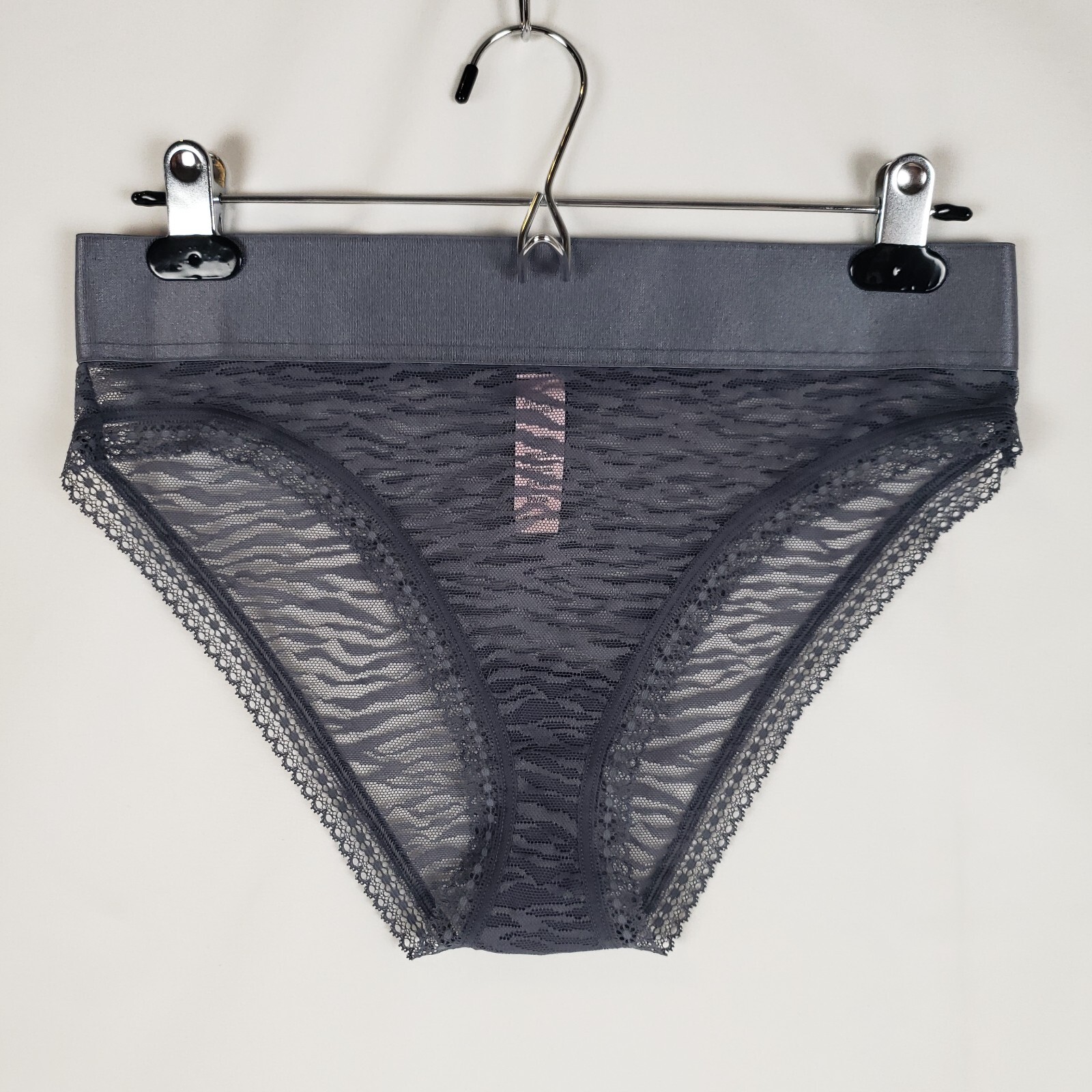 Victorias Secret Very Sexy Mesh High Leg Cheeky Medium Sheer Gray Zebra NWT