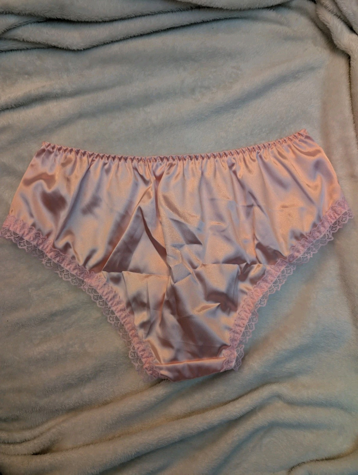 Kawaii Japanese Floral Pink Flowers Lolita Bow Sissy Satin Lace Brief Panty