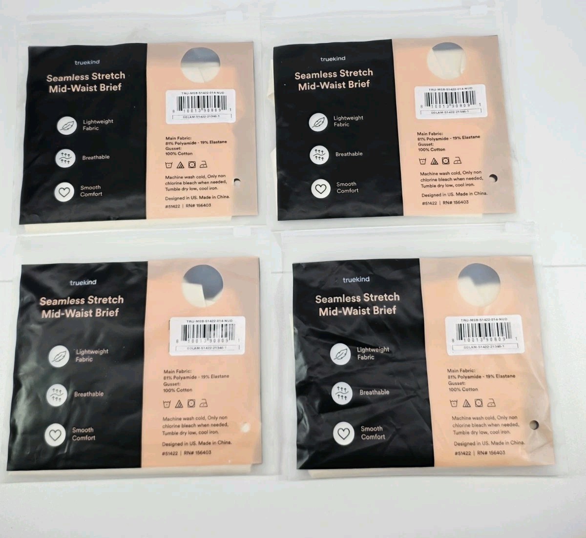 Lot Of 4 Shapermint Truekind Seamless Brief Underwear Size 0-14 /NUDE