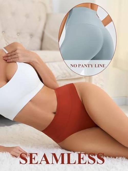 Thongs for Women High Waisted Sexy Seamless Underwear Large 5 Color Packs