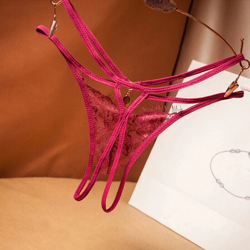 Sexy Women Crotchles Thongs G-string Panties See Through Lace Lingerie Underwear