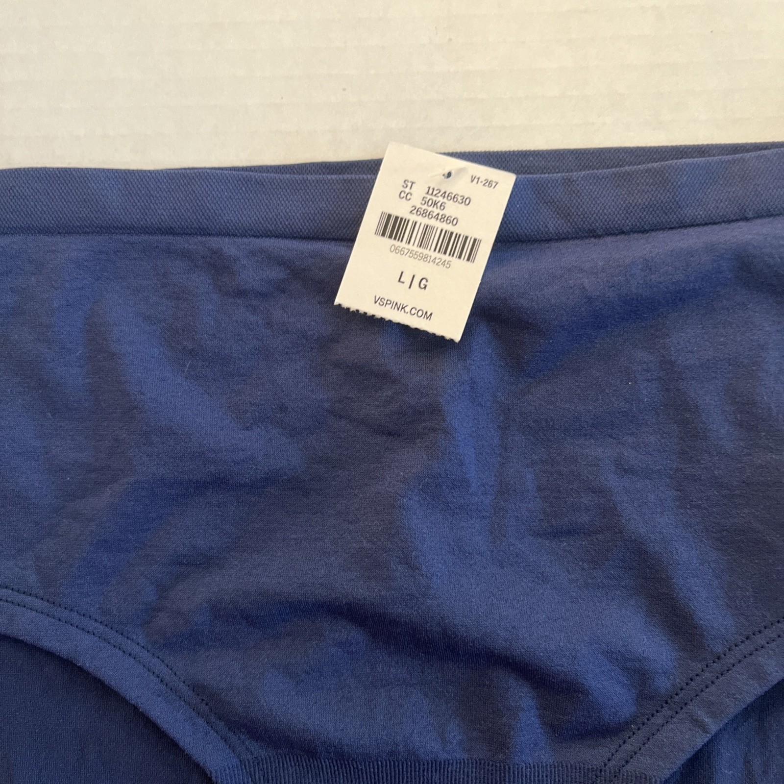 Victorias Secret PINK Seamless Hipster Panties Solid Navy Blue Large NEW