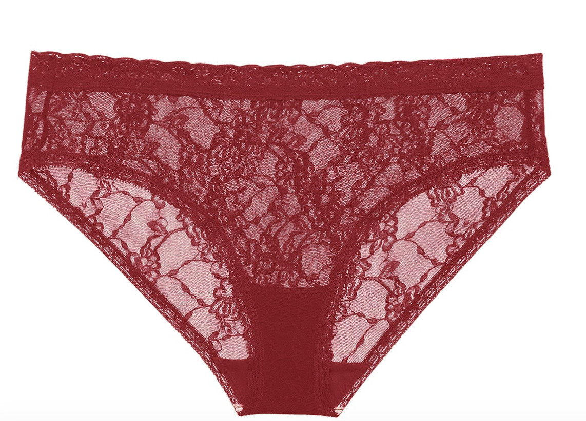 Natori One Size (S-XL) Bliss Allure Lace Girl Brief Panty 776303 Dark Red –NWT-