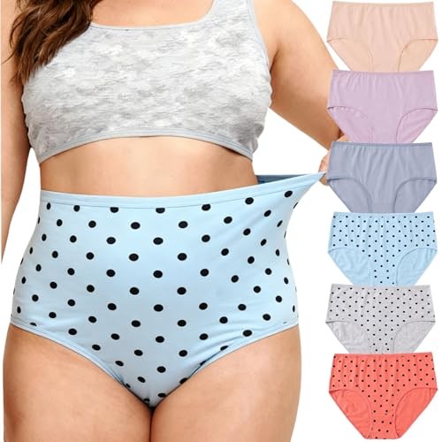 Womens Underwear Cotton Panties Plus Size XL-5XL 3X-Large 6 Polka Dot Panties
