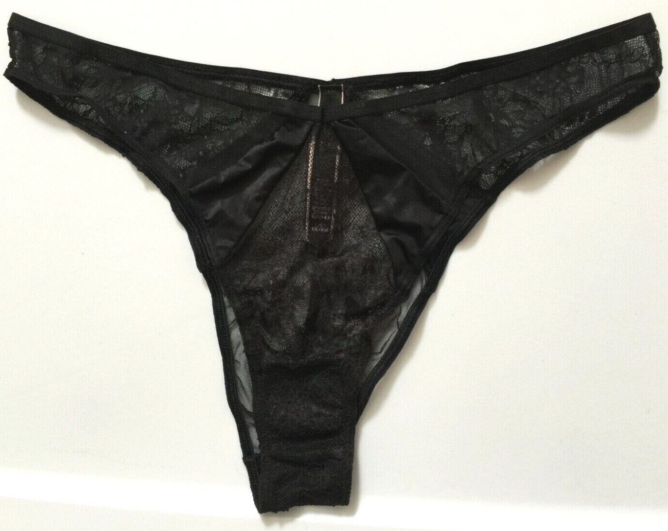 Victorias Secret Black Lace Brazilian Panties Size L Sexy Soft Silky Insets NWT