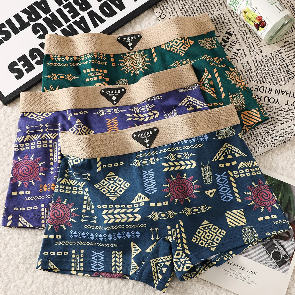 3PCS/Pack 100% Cotton Vintage Print Women’s Panties Super Soft Hygroscopic