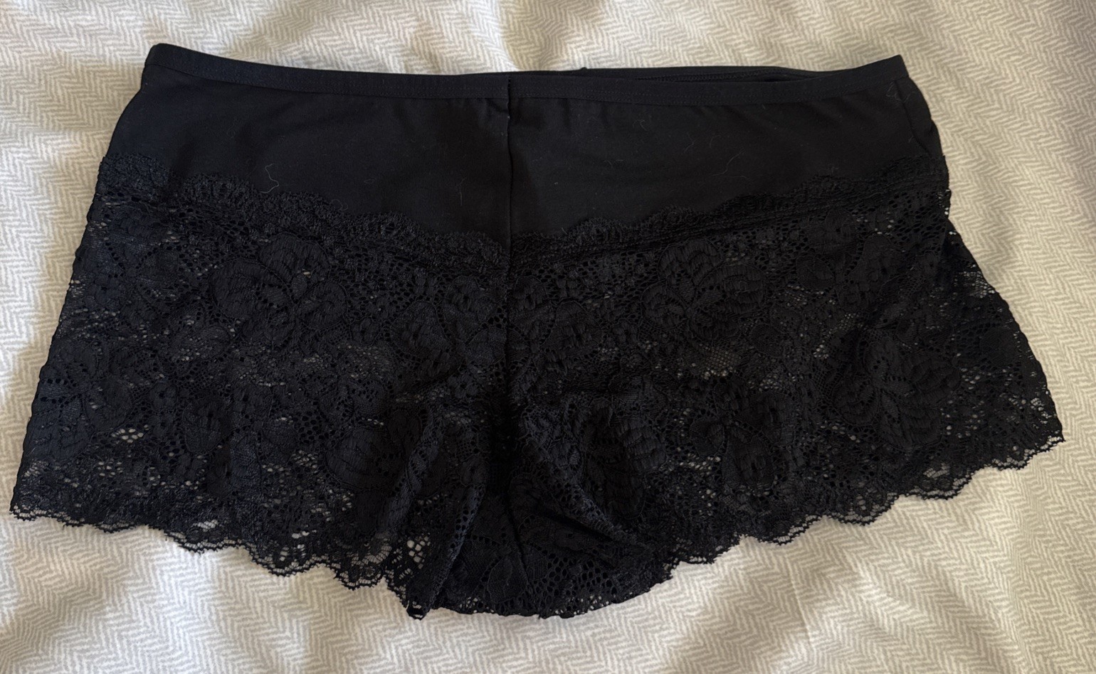 New Vision Intimates Sexy Black Lace Boyshort Panties Size XL Elastic Top Nylon