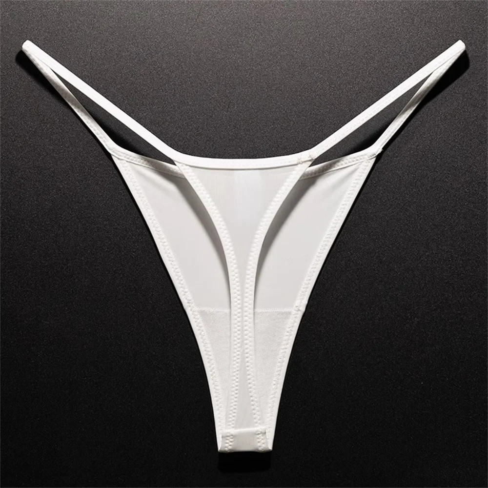 High Slit Spring/Summer New Leopard Print Thong for Women Sexy Ice Silk Seamless