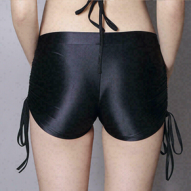 Shiny Workout Shorts for Women Yoga Gym Running Biker Athletic Booty Short Pants