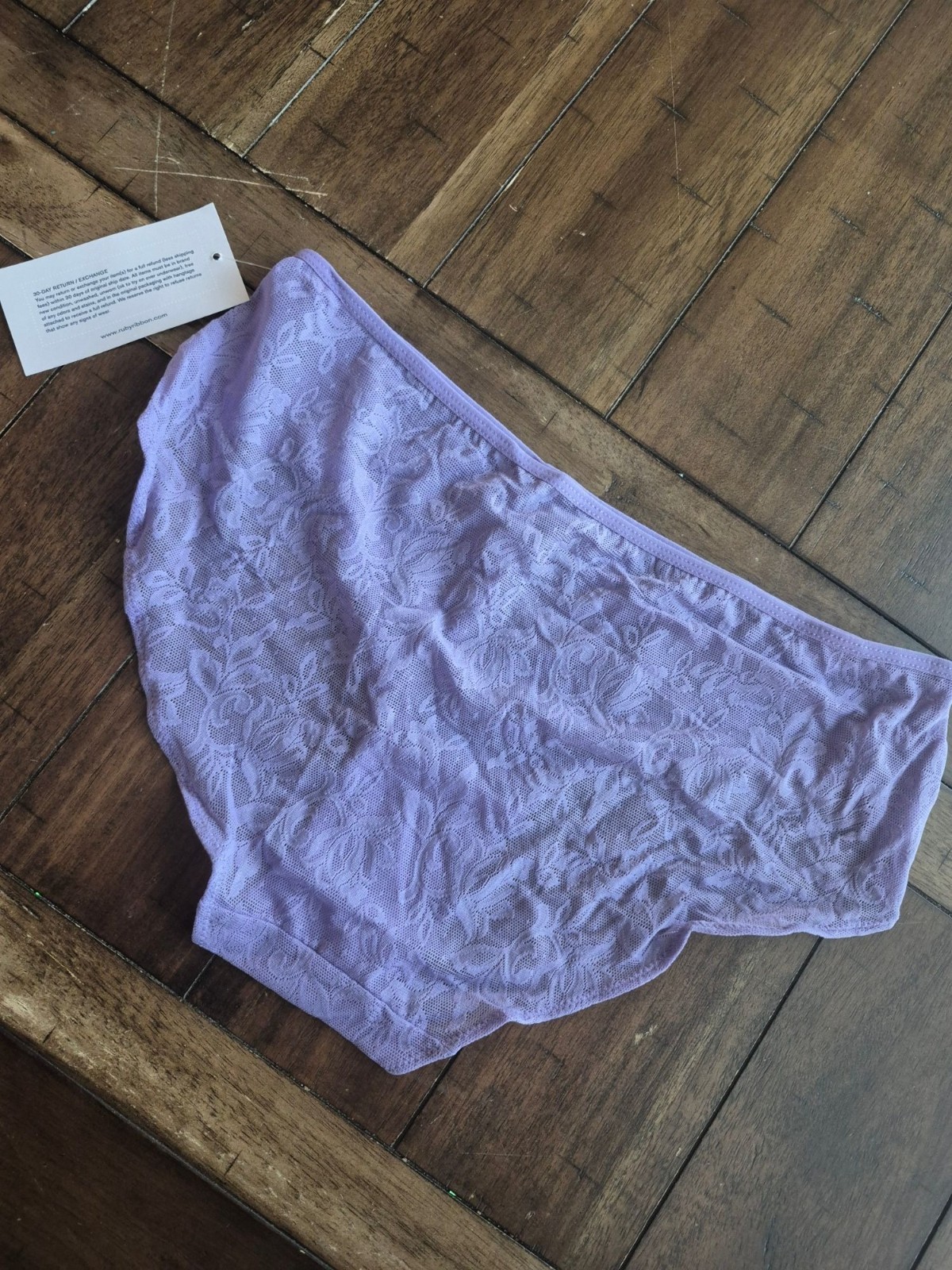 Ruby Ribbon Lavender Lace Briefs Size L