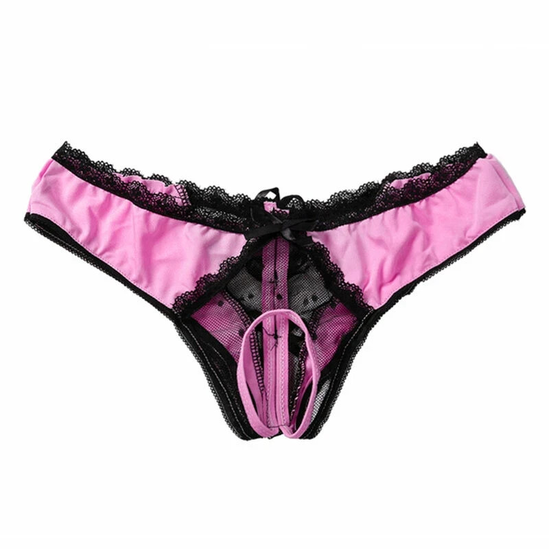 Women Lace Panties Crotchless Underwear Thongs Lingerie G-string Floral Briefs