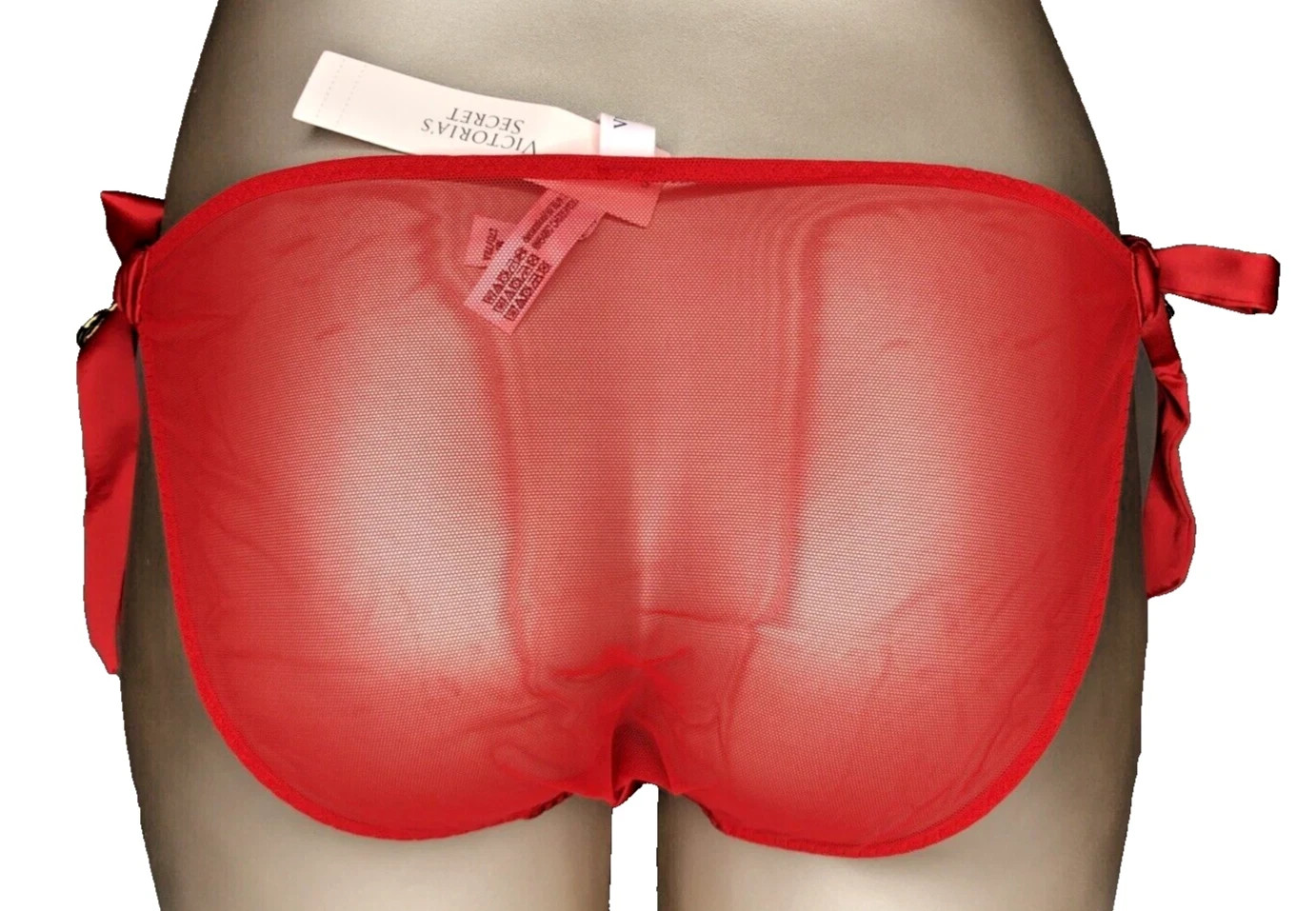 Victoria’s Secret Very Sexy NWT Red Satin Bows Bikini Panty XXL Hardware Logo