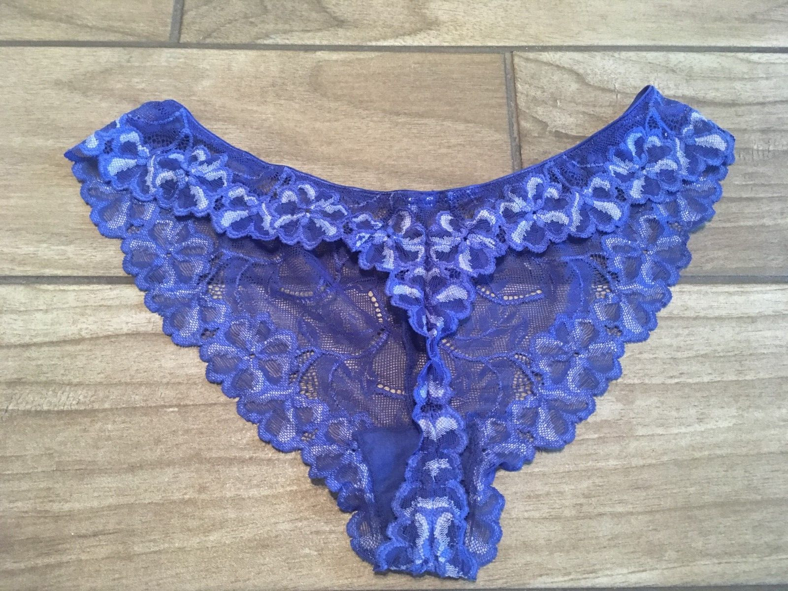 New Sz. M Nordstrom G-String Lace Floral Blue Panties