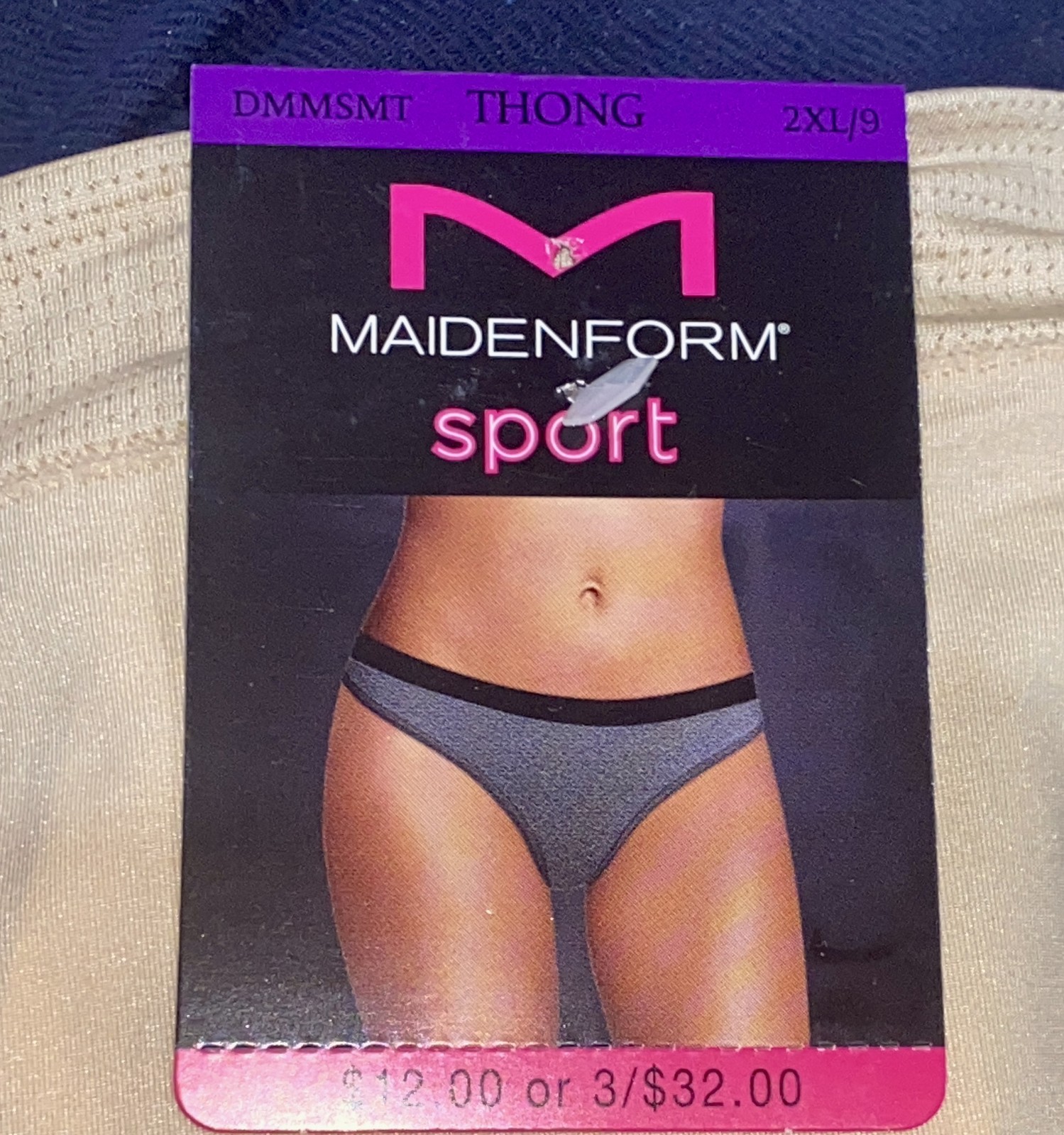 MAIDENFORM Sport Nude Breathable Thong Panty NEW Womens Sz S 5 XL 8 2XL 9