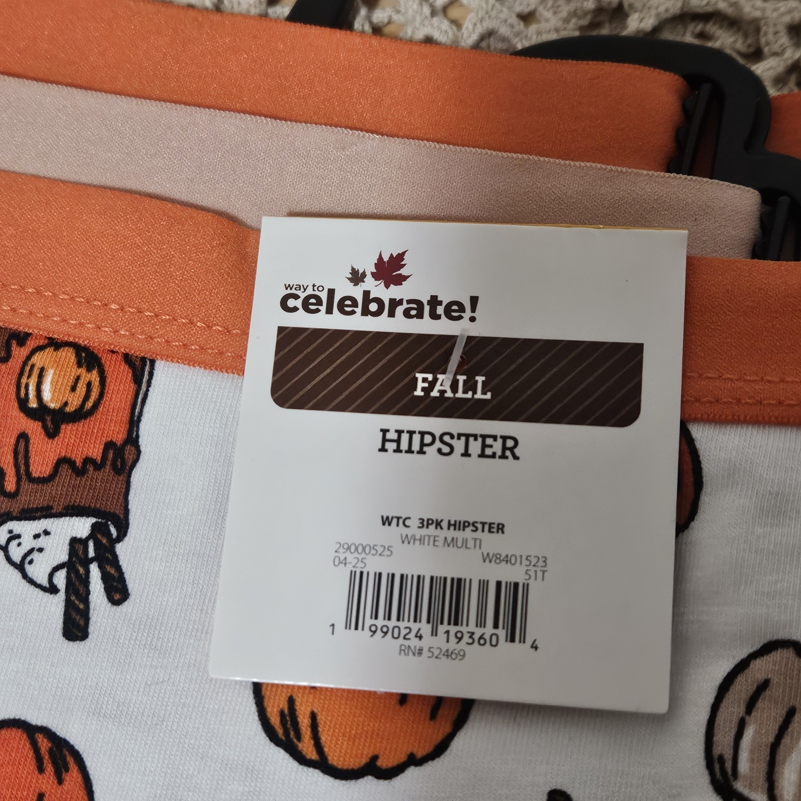 Lot 6prs NEW Women’s Hipster Underwear-Fall Autumn Design-size L 12/14 PUMPKINS