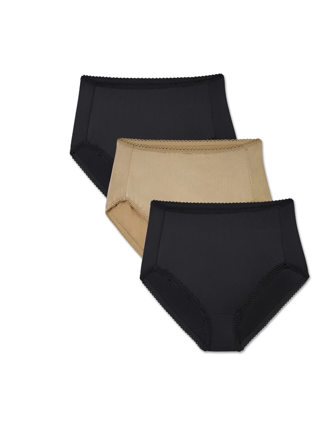 New Womens size 5XL / 12 Radiant Vanity Fair Hi Cuts 3 Pack Black Beige