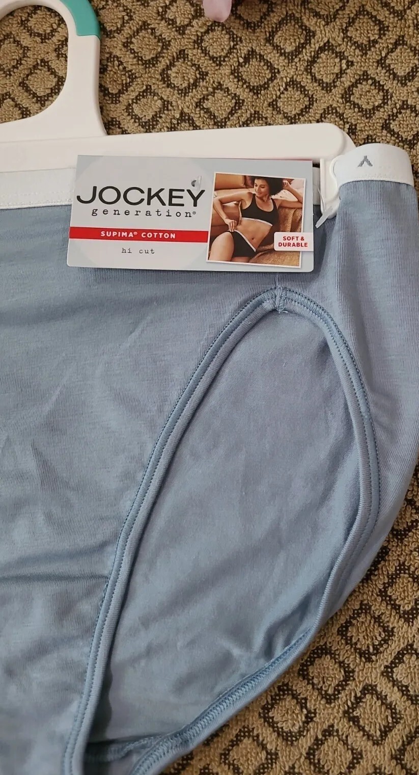 JOCKEY GENERATION Logo Laserbond Supima Cotton Blue Hi Cut Panty Panties 5/S