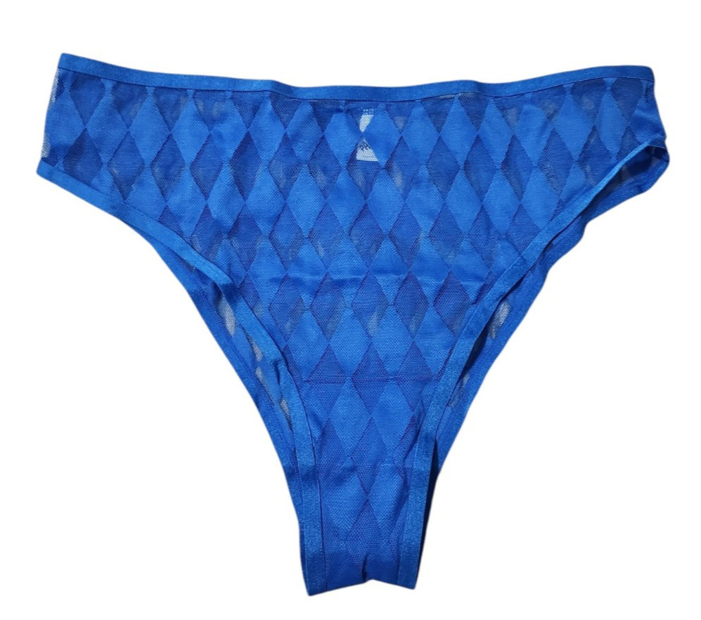 Parade Womens M High Rise Cheeky Brief Underwear Panty Blue Argyle Diamond