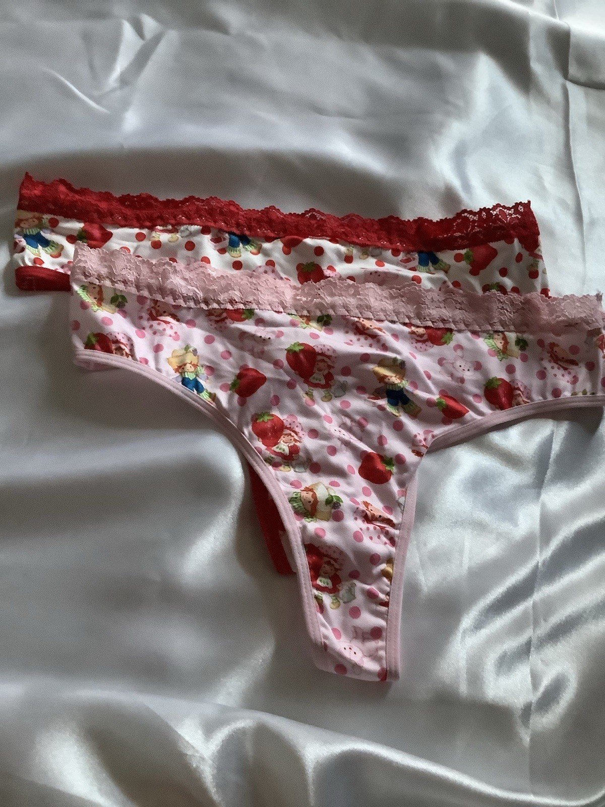 Women’s Teens Strawberry Shortcake Red Pink Kawaii Thong Panties 2pk Large