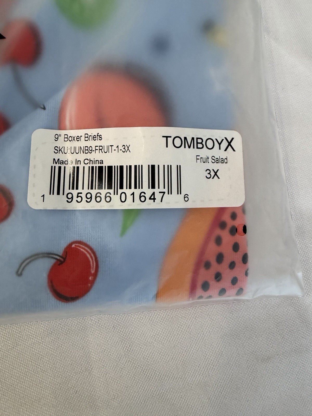 TOMBOYX Boxer Briefs 9″ Panty Size Plus 3X Fruit Kiwi Papaya Cherry Print NEW