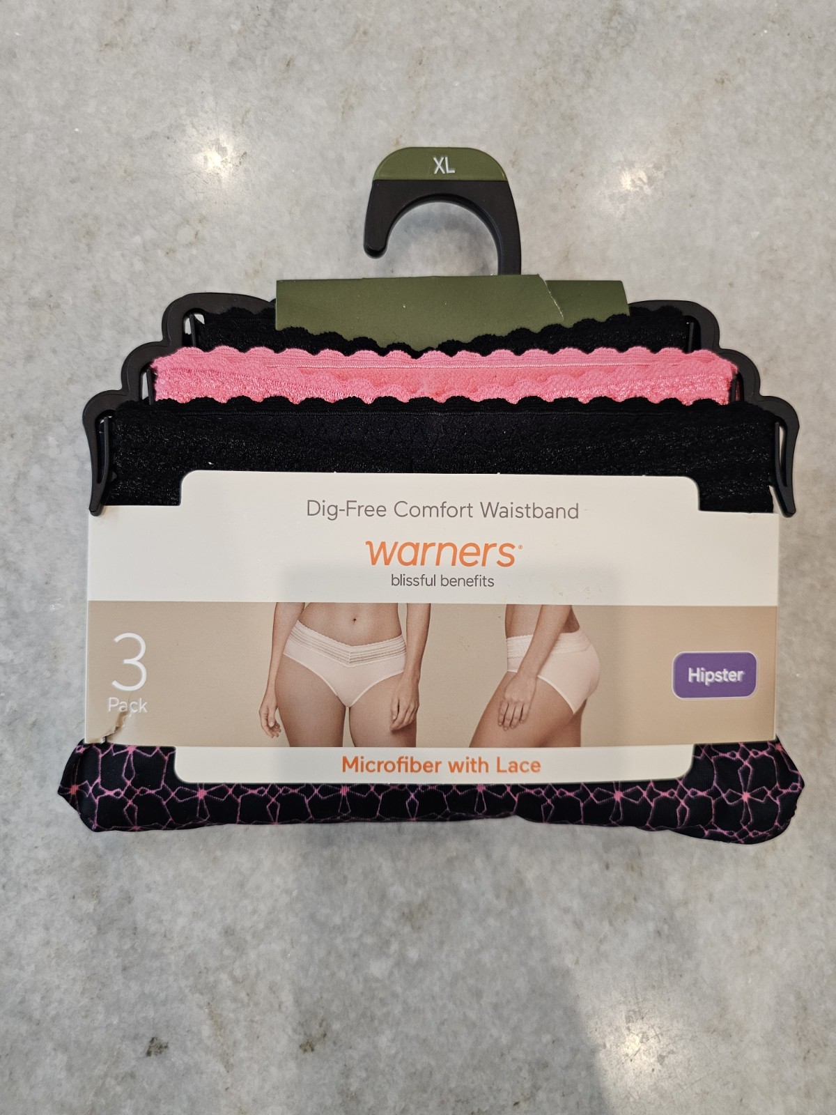 Warner’s XL Hipster Panties 9 Pair Microfiber Lace Comfort Waistband NWT