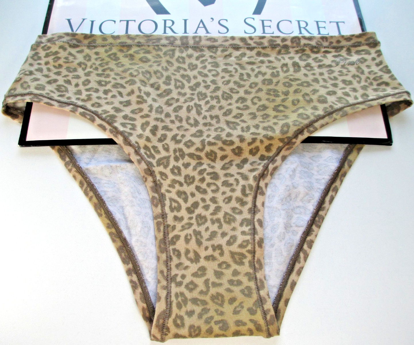 VICTORIA’S SECRET PINK High Leg Cheeky Panty S M Leopard NWT Brown VS