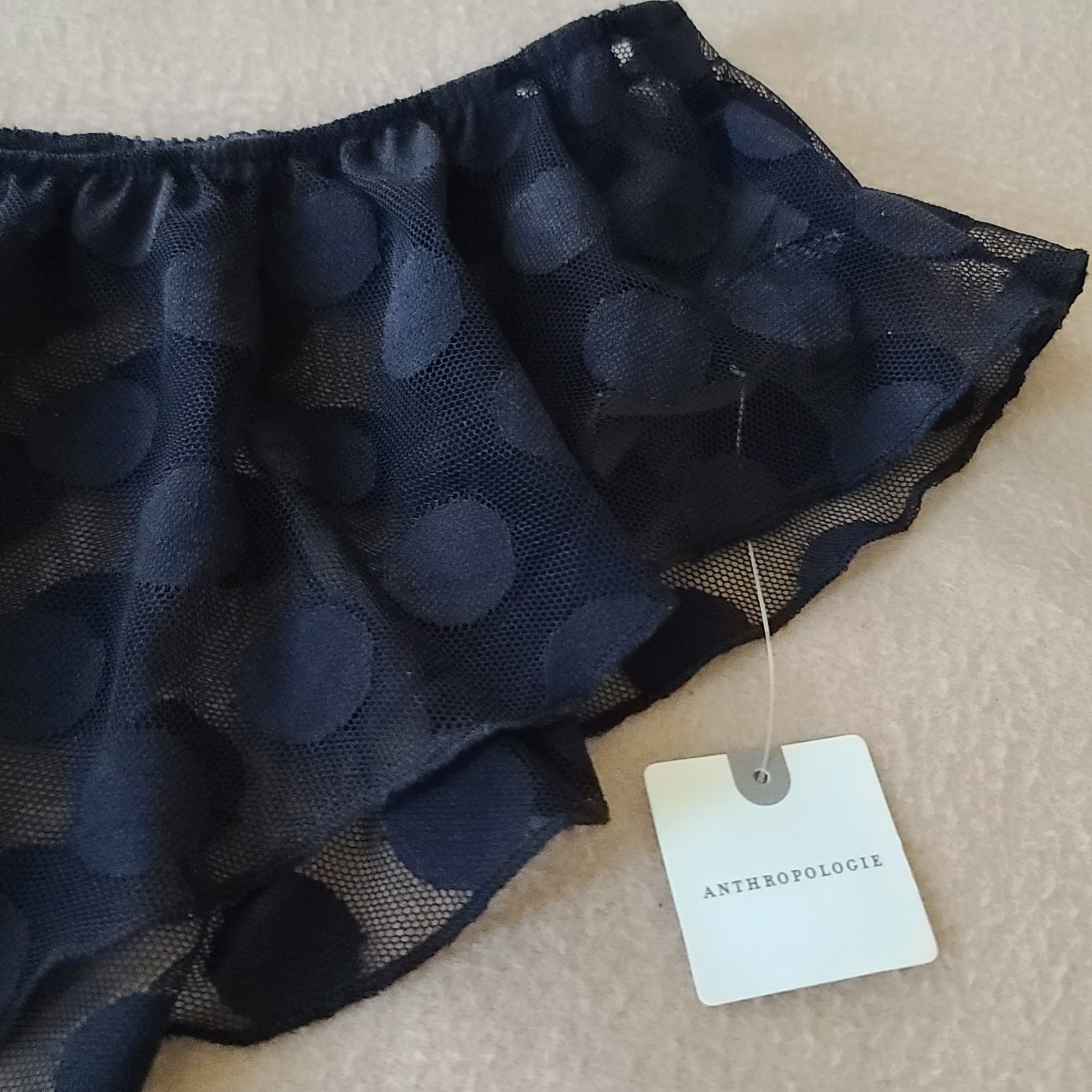 By Anthropologie Mesh Dot Flutter Panty Size XL Black Sexy Flirty Coquette NWT