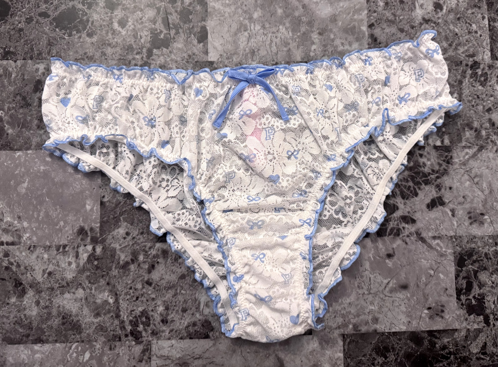 LOVESHACKFANCY VICTORIA’S SECRET PINK WHITE LACE RUFFLE BLOOMER CHEEKY PANTIES