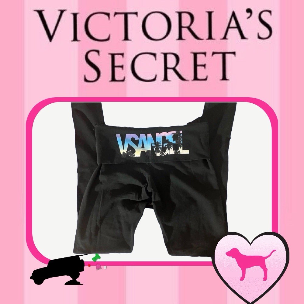 Victoria’s Secret Angel Fold Over Pants~Black Waist Logo~Women’s Size S 🔥