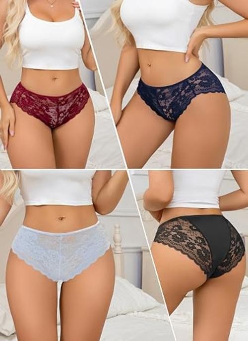 Lace Panties for Women Sexy Underwear Black Lace 1X 7pcs-black/White/Red/Blue