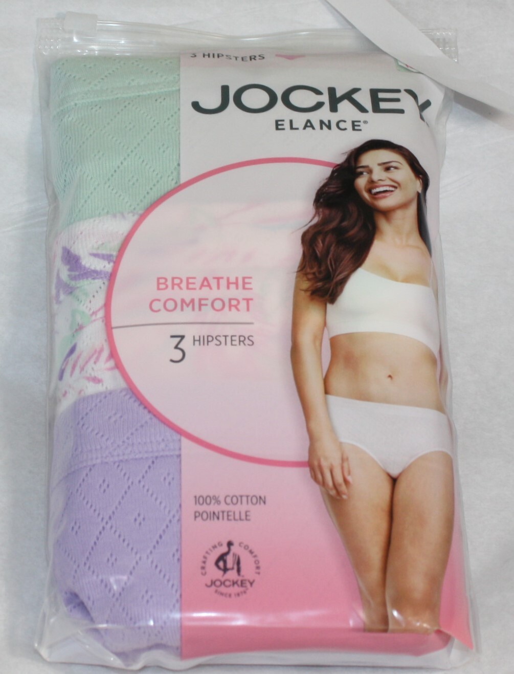 New 3 PK JOCKEY 100% combed cotton HIPSTERS BREATHABLE comfort LILAC GREEN PALMS