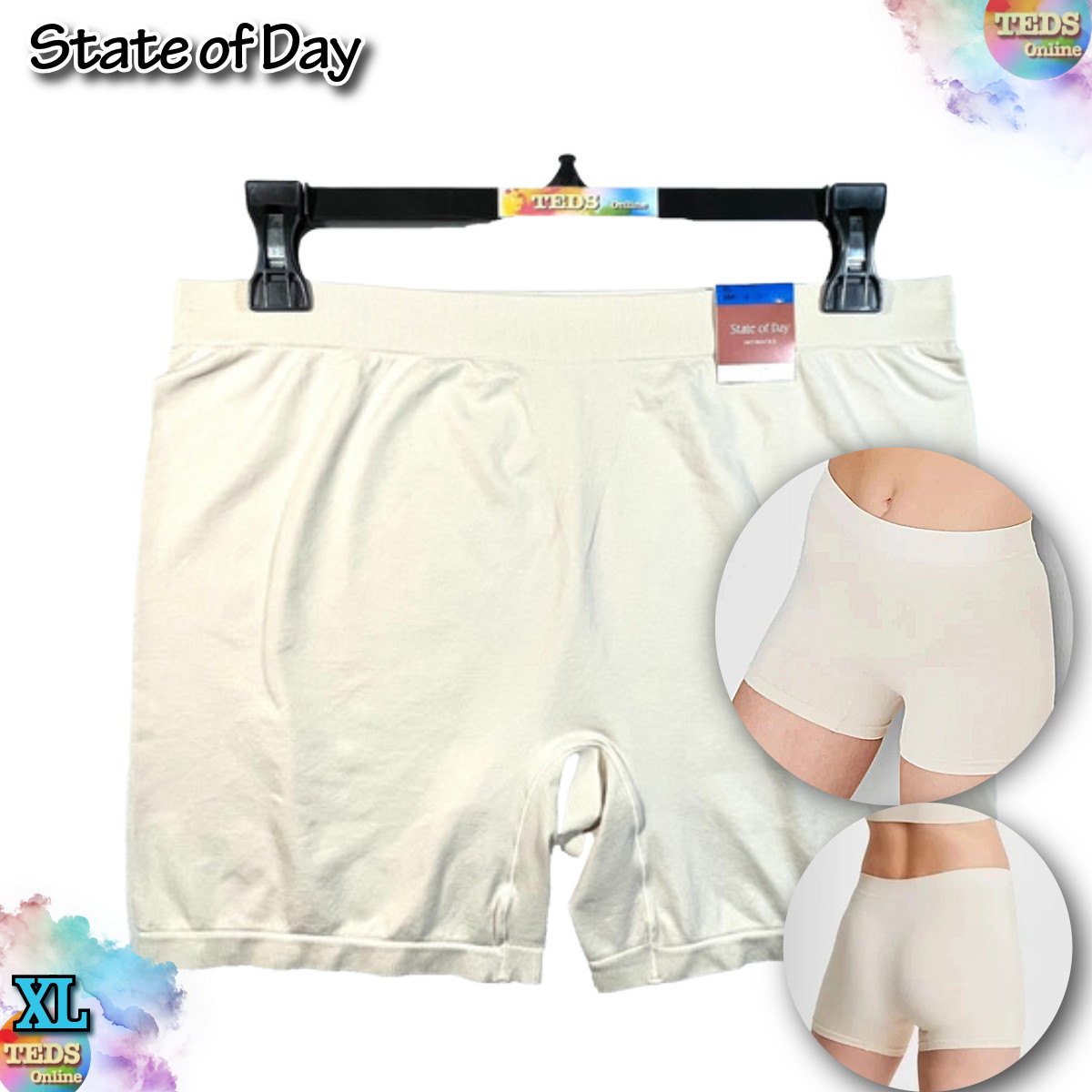 NWT State of Day Women’s XL Seamless Slip Short, Cashmere Cream