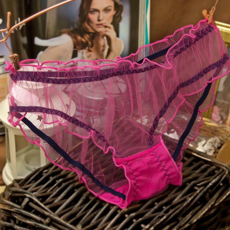 2Pcs Mesh Lingerie Ultra-thin Underwear Transparent Lace Knicker Women Panties