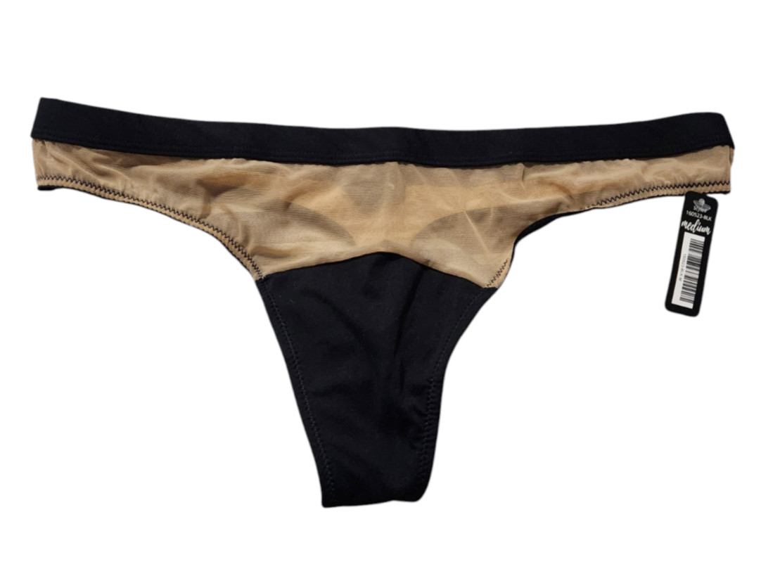 BootayBag Womens M Thong Underwear Panty Black Tan