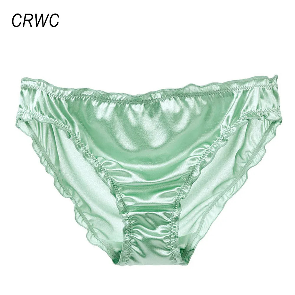 Women’s Plus Size Satin Ice Silk Seamless Frill Trim Invisible Underwear