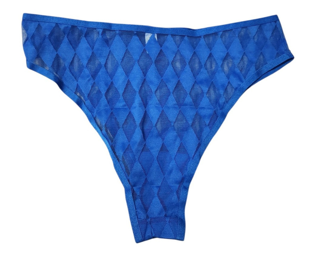 Parade Womens M High Rise Cheeky Brief Underwear Panty Blue Argyle Diamond