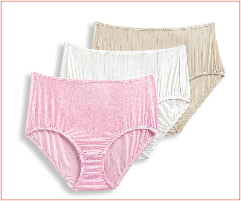 3 Pairs – Jockey Womens Supersoft Beathe BRIEF Panties – PINK Nude White -9 2XL