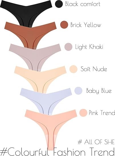 6 Tangas Sin Costuras Mujer V Cintura Transpirable Comodas Sexy Ropa Interior