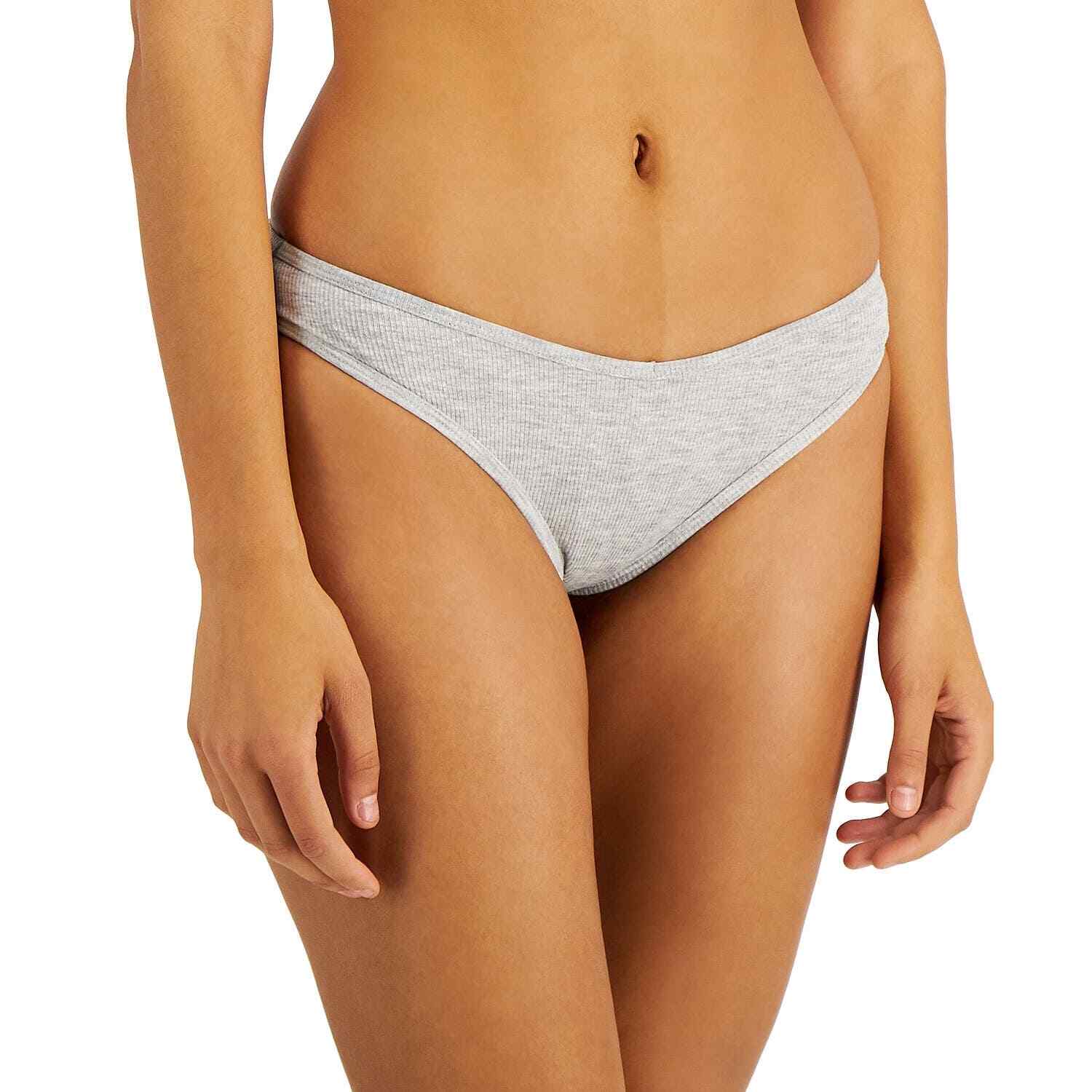 Jenni Women’s Ribbed Thong Panty, Sleep Grey Heather NWT Small