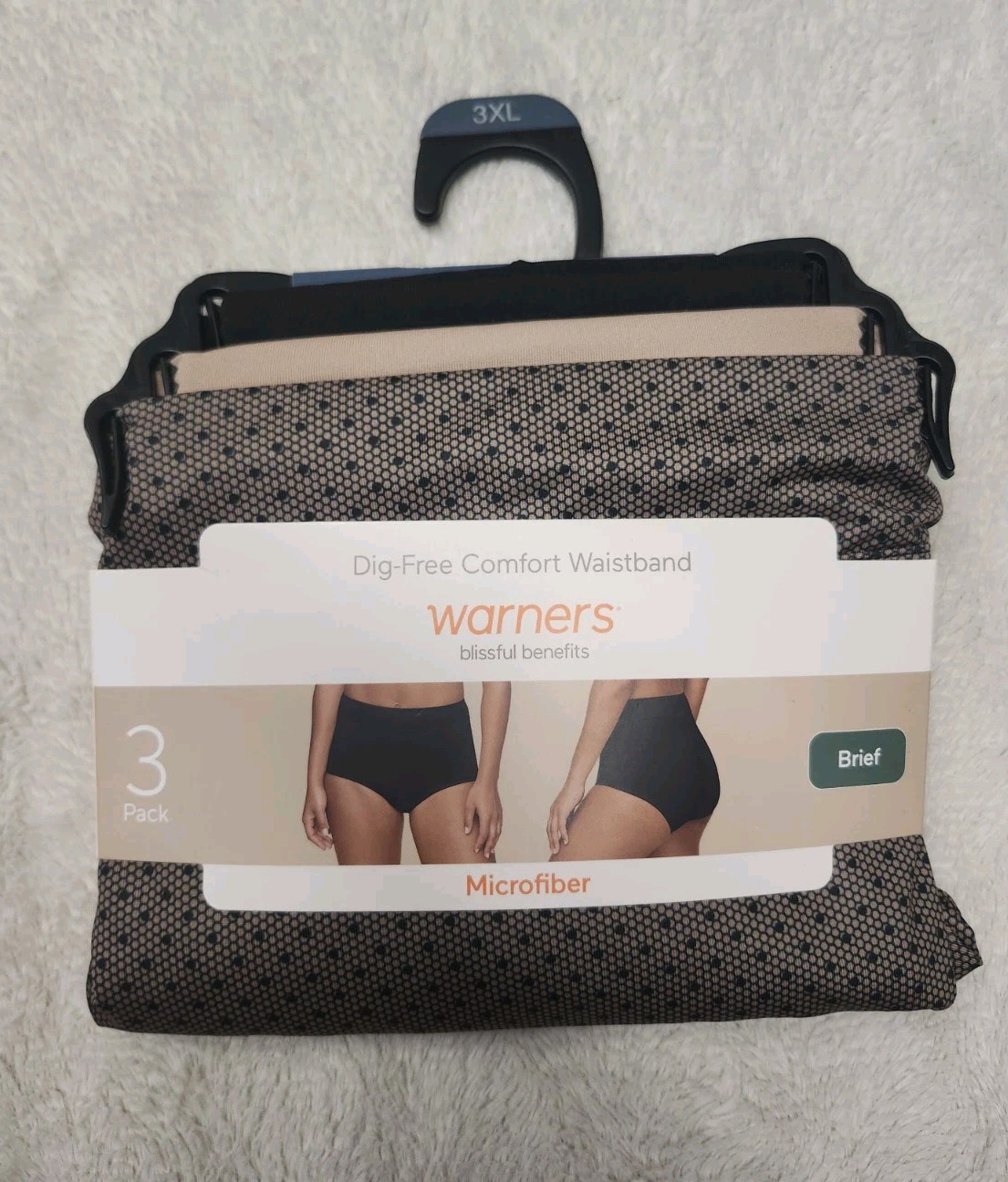 • NWT Warners Dig-Free Comfort Waistband 3-Pack Brief Panties 3XL Microfiber
