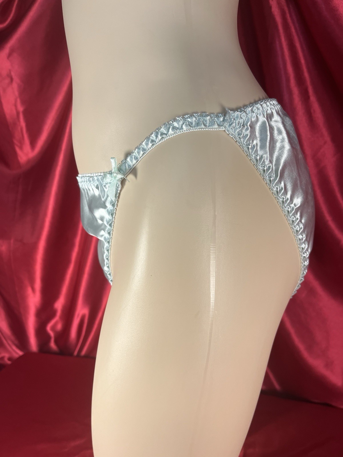 Baby Blue Satin String Bikini Panties Size 5