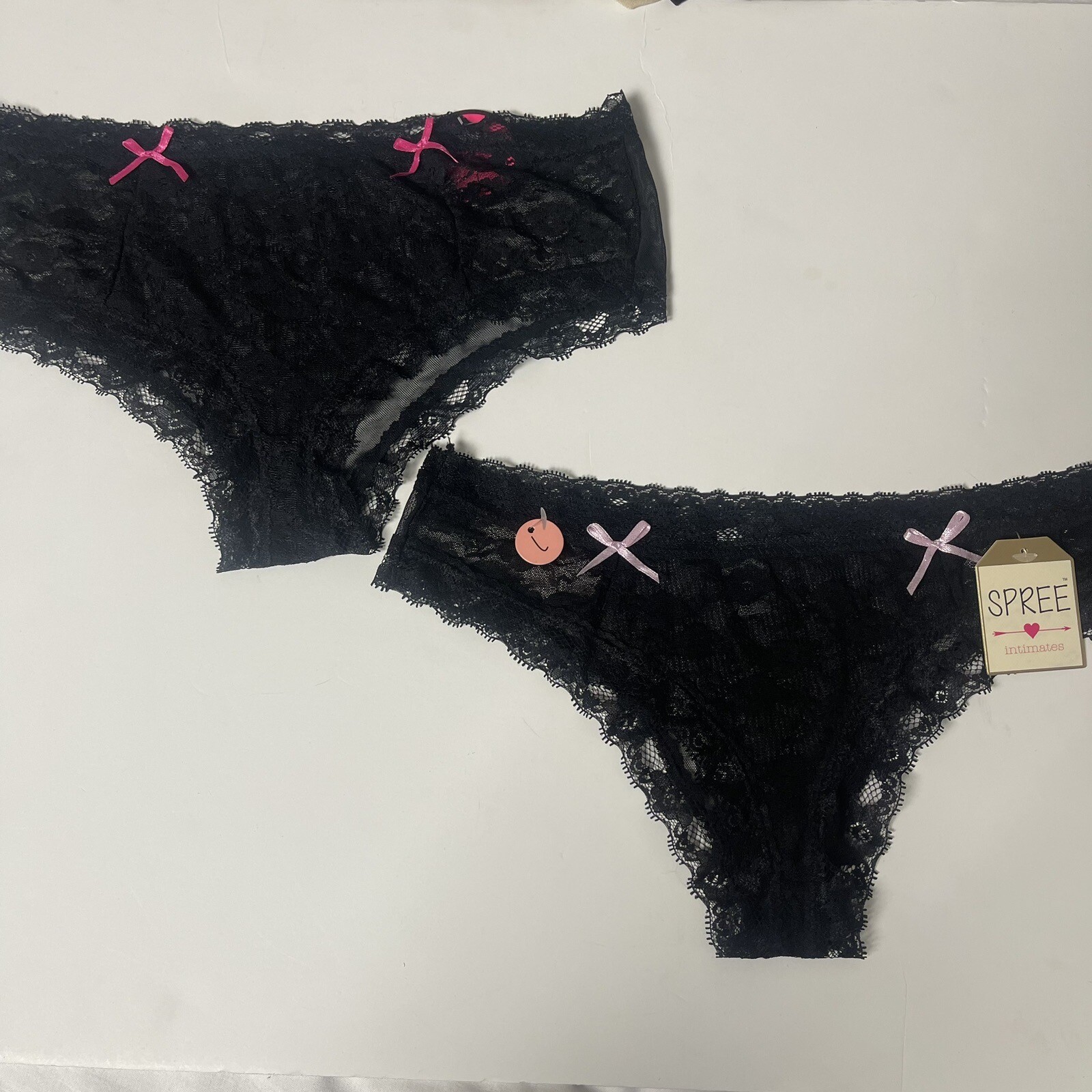 2 Lingerie Knickers Low-Waist Panty Lace Sexy Underwear Womens Black Lace LARGE